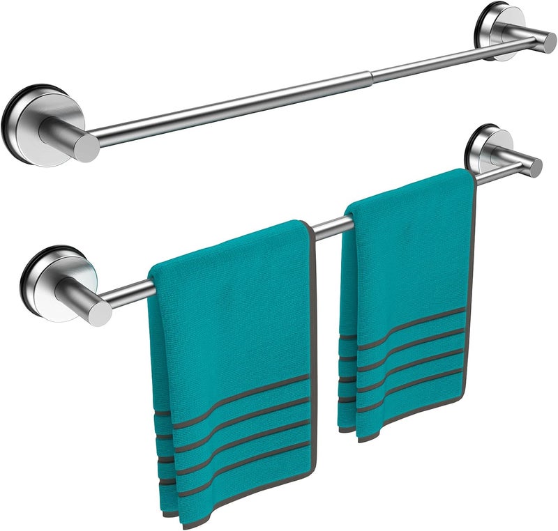 BKV Towel Bar for Bathroom Wall,Adjustable 12~21 Inch Towel Racks for Bathroom Wall Mounted, Towel Holder for Glass Shower Door,Apparment Essentials,Home Decor-Silver(2pcs) - Image 1